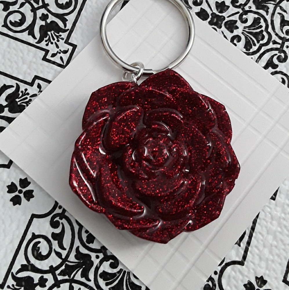 Red resin keychain